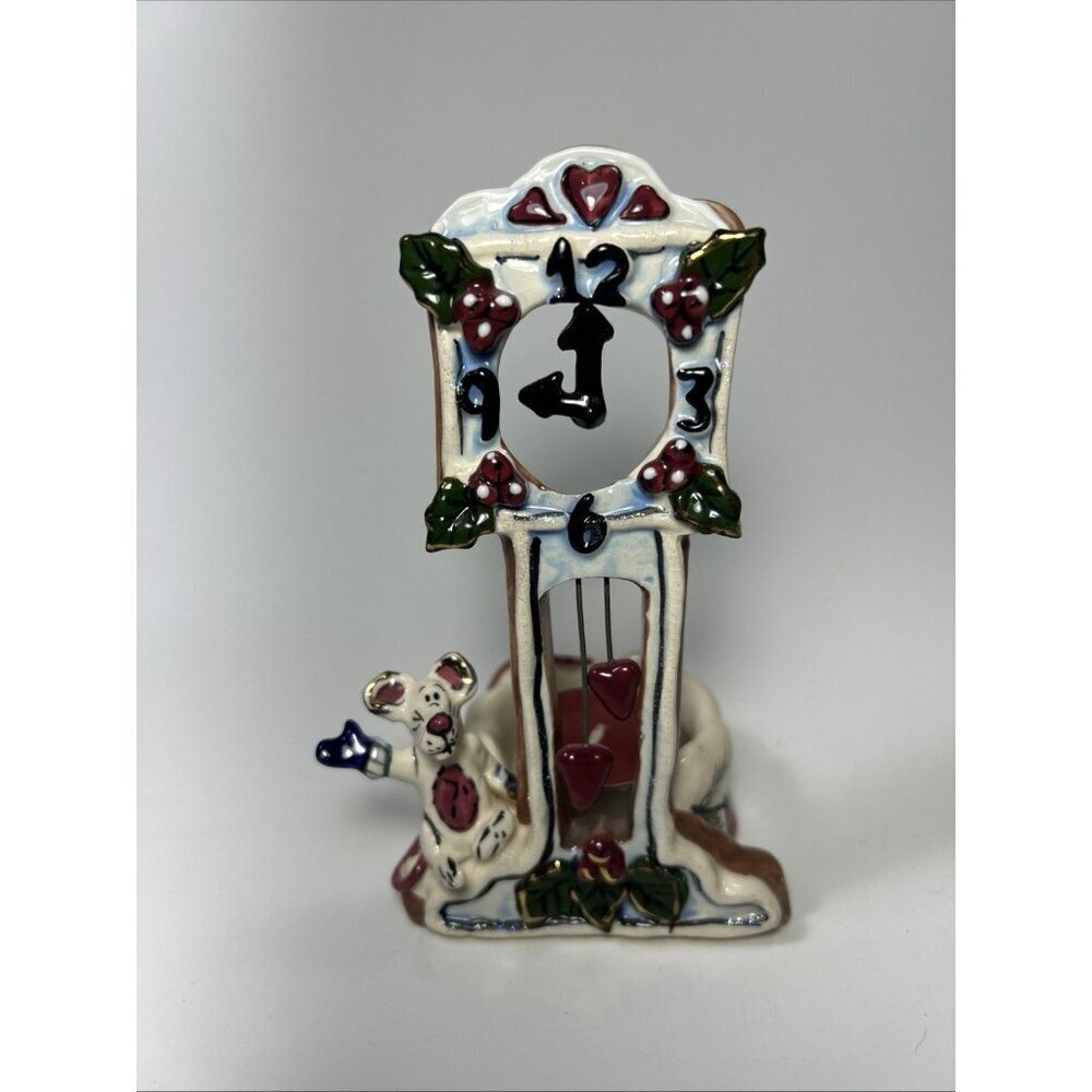 Heather Goldmine Blue Sky Clayworks Hickory Dickory Dock Christmas Candle Holder